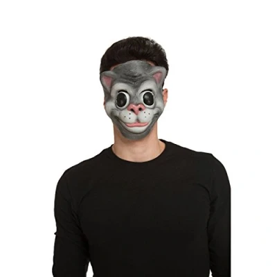 Image de Masque de Chat Souriant Disfrazzes Taille Unique Multicolore Mixte Gris