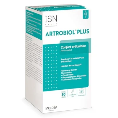 Image de ISN Ineldea Santé Naturelle Artrobiol Plus Complément alimentaire à base de Glucosamine, Chondroïtine, Harpagophytum Souplesse des Articulations Maintien du Cartilage &amp; Ossature 120 Gélules