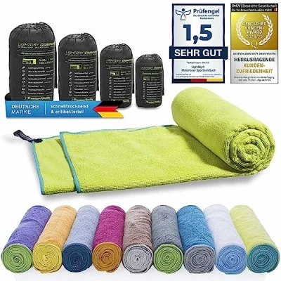 Image de serviette de sport sac à dos en microfibre originale pour femmes et hommes voyage séchage extrêmement rapide plage, légère antibactérienne (160x80cm, Citron vert)
