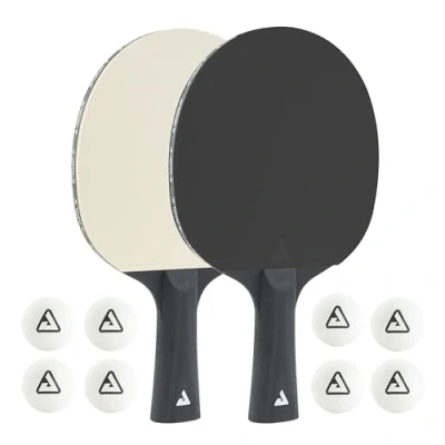 Image de JOOLA Set de Tennis Table Colorato composé 2 Raquettes et 8 balles Idéal pour Les familles Sports Loisirs, Noir Blanc, Taille Unique