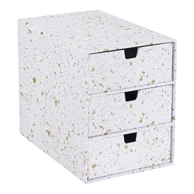 Image de Bigso Box of Sweden rangement de tiroir pour documents et fournitures bureau organiseur avec 3 compartiments module en panneaux fibres papier doré