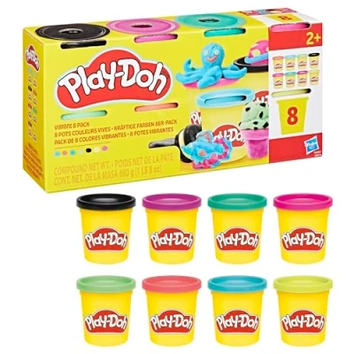 Image de Play Doh 8 Couleurs Vives, Pots de pâte à Modeler 85 g