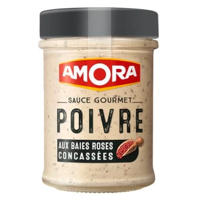Image de MAILLE Sauce Gourmet Poivre aux Baies Roses Concassées Texture Onctueuse et au Goût Optimal sans Arôme Artificiel 188g