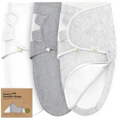 Image de Lot de 3 Sacs Couchage à Fermeture éclair Pour Bébé Sac Nouveau né 0 mois, Langes Faciles Changer né, Couvertures d&#039;emmaillotage (Cloud)
