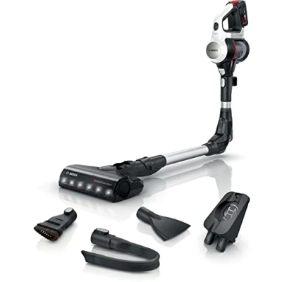 Image de Bosch Electroménager Unlimited 7, BBS711W, aspirateur Balai, autonomie de 40 Min, Brosse motorisée avec éclairage LED, Batterie 3.0 Ah Power for All, Tube Flexible, Poids léger, Accessoires, Blanc