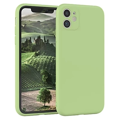 Image de EAZY CASE Coque de protection en silicone pour iPhone 11, vert, souple, résistante aux chocs, avec l&#039;appareil photo, fine, TPU, antichoc, vert pastel