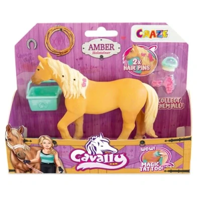 Image de Cavally Box Set Amber Jouet Cheval Fille à Collectionner, Figurine Holsteiner réaliste avec Accessoires &amp; Effets spéciaux