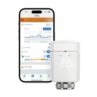 Image de EVE Thermo (Matter) vanne de radiateur à thermostat intelligent, contrôle automatique la température, Amazon Alexa, Apple Maison, Samsung SmartThings, Google Home, nécessite un Thread Border Router