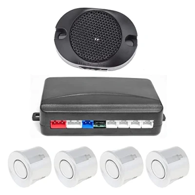 Image de ePathChina 4 capteurs Buzzer Système de capteur stationnement avec alarme audible/étanche, aide arrière voiture (argent)