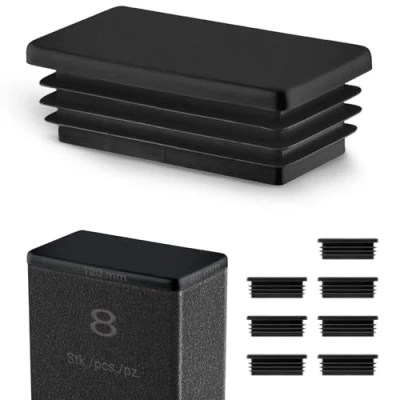 Image de Bouchon pour Tube rectangulaire Capuchon 120x80 mm Noir 8 pcs. Plastique Embout Bouchons d&#039;obturation 12x8 cm EMFA®