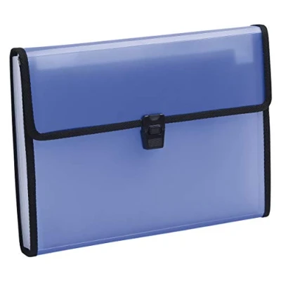 Image de Exacompta Réf. 55989E 1 trieur valisette Chromaline dos extensible couverture et intérieur PP fermeture par bouton poussoir 13 compartiments dim 33x25 cm pour A4 couleurs aléatoires
