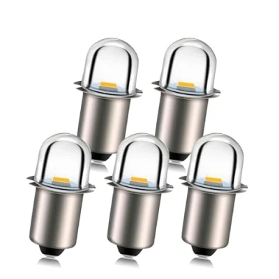 Image de Ruiandsion Upgrade Ampoules de lampe poche LED P13.5S Prise base blanc chaud 4.5V Remplacement pour lampes torche phare, sans polarité (lot 5)