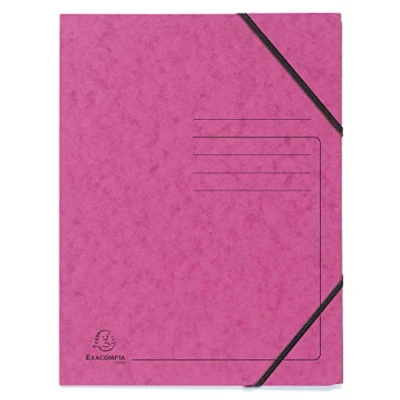 Image de Exacompta Réf. 555420E Paquet de 5 chemises à élastiques sans rabat imprimées pochettes en carte lustrée 355 g/m² dimensions 24 x 32 cm pour documents au format A4 couleur rose