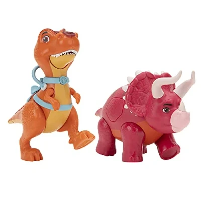 Image de Dino Ranch Paquet 2 Deluxe, Comprend Biscuit, Un Jouet T Rex 12,5 cm et Angus, Tricératops 10 Jouets Enfants Comprenant Vos éleveurs pré Occidentaux préférés DNR0008 Multicolore