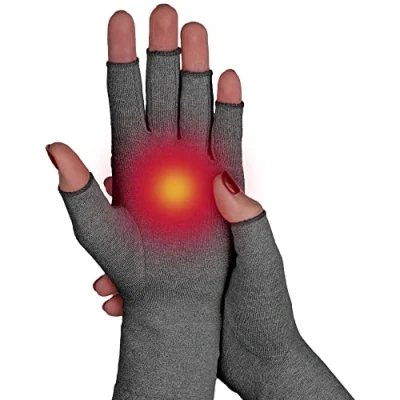 Image de SULPO Gants de compression chauds sans doigts Bandage pour soulager les rhumatismes, l&#039;arthrose, l&#039;arthrite, la tendinite, le syndrome du canal carpien Tailles : S, M, L