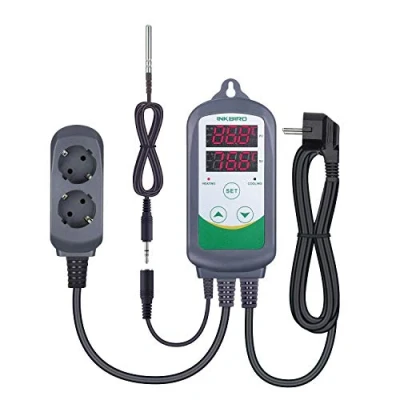 Image de Inkbird ITC 308S Regulateur de Temperature Prise Thermostat Numérique,Thermostat avec Sonde Amovible pour Chauffage Refroidissement,2 Relais 220V Terrarium,Serre(ITC 308S+Sonde NTC 5cm)