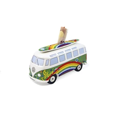 Image de BRISA VW Collection Tirelire Cochon Design Combi T1 Bus Samba avec Planche de Surf (Love Bus/Verde)