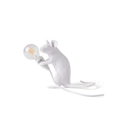 Image de MOUSE Lampe à poser Souris assise câble USB H12.5cm Blanc Seletti designé par Marcantonio Raimondi Malerba