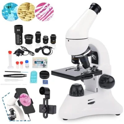 Image de USCAMEL 40X 2000X Microscope pour Enfants étudiants Adultes, avec Ensemble Lames de Microscope, Professionnel l&#039;enseignement la Biologie à Domicile en Laboratoire Scolaire