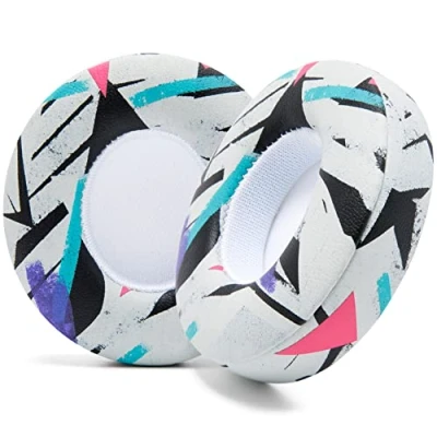 Image de Coussins de Rechange WC Extra épais pour écouteurs Supra Auriculaires sans Fil Beats Solo 2 &amp; 3 par Wicked Cushions Cuir Souple et Mousse à mémoire Forme, adhésif Puissant 90s White