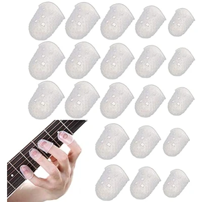 Image de 40 Pièces 5 Tailles Doigts de guitare Protection des Doigts, pour Instruments à Cordes Ukulélé Basse (Transparent)