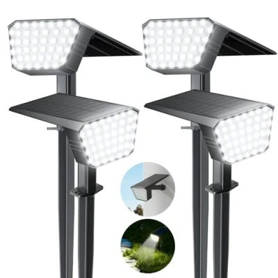 Image de FIFlying Spot Solaire Extérieur, 4 Pièces 44 LED Éclairage Extérieur avec 3 Modes d&#039;Éclairage, Étanche IP65 Lampe Exterieur pour Jardin, Cour, Chemin, Allée (Blanc Froid)
