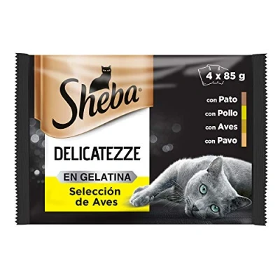 Image de Sheba Delicatezze Nourriture Humide pour Chat, sélection d&#039;oiseaux en gelée, Poisson, Multipack (13 boîtes x 4 sachets 85 g)
