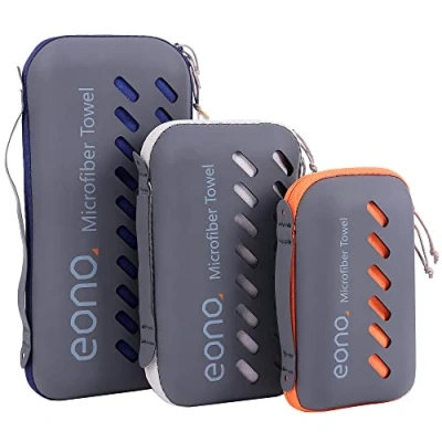 Image de Eono Serviette en Microfibre, Microfiber Towel, Séchage Rapide Ultra absorbante Format Compact. Parfaite pour Le Sport, Voyages, Plage, Camping et randonnées, Yoga Natation