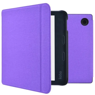 Image de imoshion Étui de liseuse portefeuille Canvas Sleepcover avec support pour Kobo Libra 2 / Tolino Vision 6 Violet Neuf