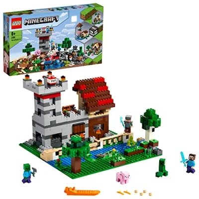 Image de LEGO 21161 Minecraft La Boîte de Construction 3.0, Ensemble 2 en 1 Jouet Château Fort et Ferme avec Les Figurines Steve, Alex Creeper