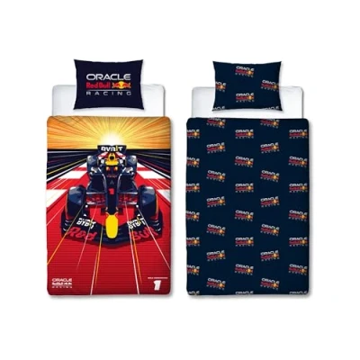 Image de Character World Parure de lit Simple Oracle Red Bull Racing Officielle Design Speed réversible 2 côtés avec taie d&#039;oreiller Assortie Polycoton