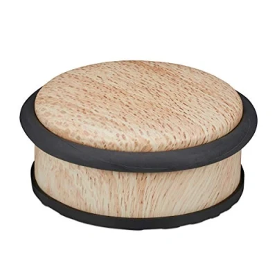 Image de Relaxdays Butoir de Porte, Lourdes Portes, Acier Inoxydable, Caoutchouc, Plat, cale à Aspect boisé, 5 x 10,5 cm, Nature