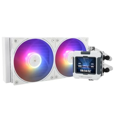 Image de Thermalright FW 240 Blanc ARGB refroidisseur à eau pour processeur, avec 2 ventilateurs PWM, IPS 320 x résolution écran LCD, refroidissement AIO 240, de processeur liquide