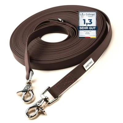 Image de PetTec Laisse 2m pour Chien en Trioflex, Parfaite Toutes Tailles de Jusqu’à 50kg, Éducative, Mousqueton Solide, Imperméable, Robuste, Noir, Design Ergonomique Slim Edition