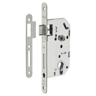 Image de Boîtier de Serrure MONOMAX NF Axe 50 Version Cylindre 2 Tours Coffre Galvanisé, Têtière Époxy Noir Granité Modèle Encastrable pour Porte d&#039;Entrée Made in France Finition Noire THIRARD