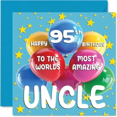 Image de Stuff4 Carte d&#039;anniversaire 95 ans pour oncle World&#039;s Most Amazing Uncle de la part nièce et neveu, 145 mm x mm, ans, cartes vœux