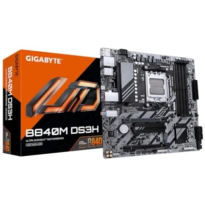Image de GIGABYTE B840M DS3H Carte mère Processeurs AMD Ryzen 9000, VRM 8+2+2 Phases, jusqu&#039;à 8200 MHz DDR5, 2xPCIe 4.0 M.2, LAN 2.5GbE, USB 3.2 Gen 1