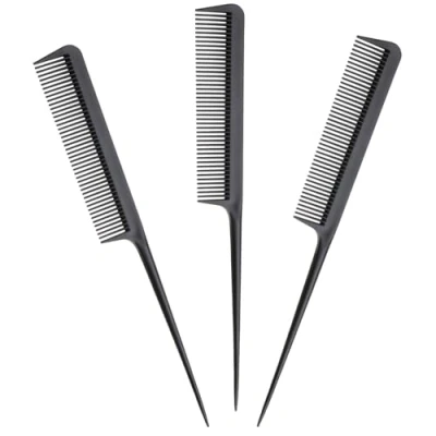 Image de com four® 3X Peigne à Aiguille en Noir, poignée Plastique avec Une épaisseur de Grossier, 20,5 cm