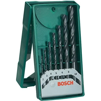 Image de Bosch Accessories 2607019673 Set de 7 forets à métaux mini X Line Diamètre 2/3/4/5/6/8/10 mm Noir