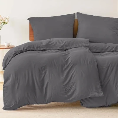 Image de Dreamzie 2 Housses de Couette 135x200 cm avec Taies d&#039;oreiller 80x80 Anthracite Parure Lit en 100% Microfibre Certifié sans Produits Chimiques (Oeko TEX)
