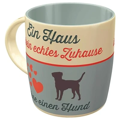 Image de Nostalgic Art Tasse à café rétro, EIN Haus Idée de Cadeau pour propriétaires Chiens, en céramique, Design Vintage avec Une Citation, 330 ML
