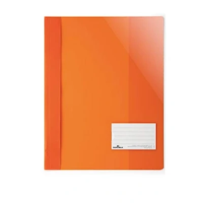 Image de Durable 269001 Lot de 25 Chemises à Lamelles Format A4+ avec Porte Étiquette Couverture Transparente Dos Opaque Orange