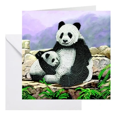 Image de CRYSTAL ART Kit Carte Broderie Diamant 18x18cm Pandas CCK A44