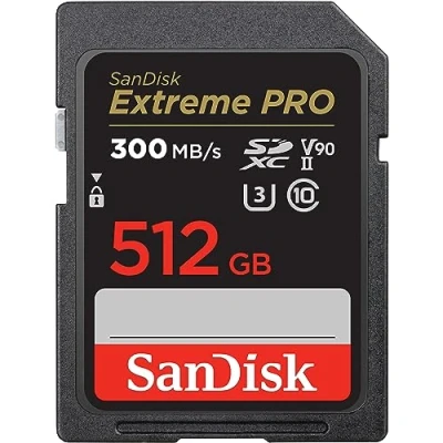 Image de SanDisk 512GB Extreme Pro, Carte SDXC jusqu&#039;à 300 Mo/s UHS II Class 10 U3 V90