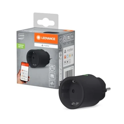 Image de LEDVANCE SMART+ Indoor Plug, Prise intelligente avec Matter over WiFi, pour l&#039;intégration d&#039;appareils conventionnels dans la maison intelligente, compatible Alexa, Google&amp; Apple, noir, pack de 1