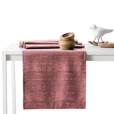 Image de AmeliaHome Chemin de Table 40x140 cm Effet Lotus Hydrofuge