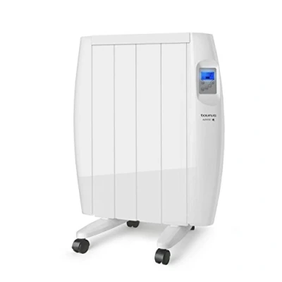 Image de Taurus Tallin 600 Radiateur électrique à inertie 600W, 4 éléments, technologie sèche, Programmable, Température jusqu&#039;à 35 C, Confortable et économique, Roues support mural, Blanc