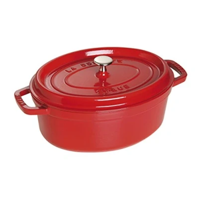 Image de STAUB Cocotte en Fonte Émaillée avec Couvercle, Tous feux dont induction, 2 personnes, Ovale, 23 cm, 2,35 L, 3,9 kg, Cerise