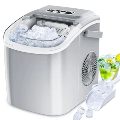 Image de Petite Machine Glacon de Comptoir à Glaçons Portable avec Poignée 9 prêts en 6 minutes Ice Maker Machines Auto nettoyantes a Glacons pour la Maison
