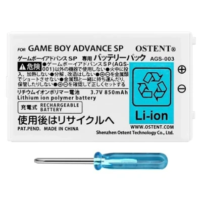 Image de OSTENT 850mAh Rechargeable Lithium ION Batterie + D&#039;outils Kit Paquet Compatible avec Nintendo Game Boy Advanced GBA SP Console